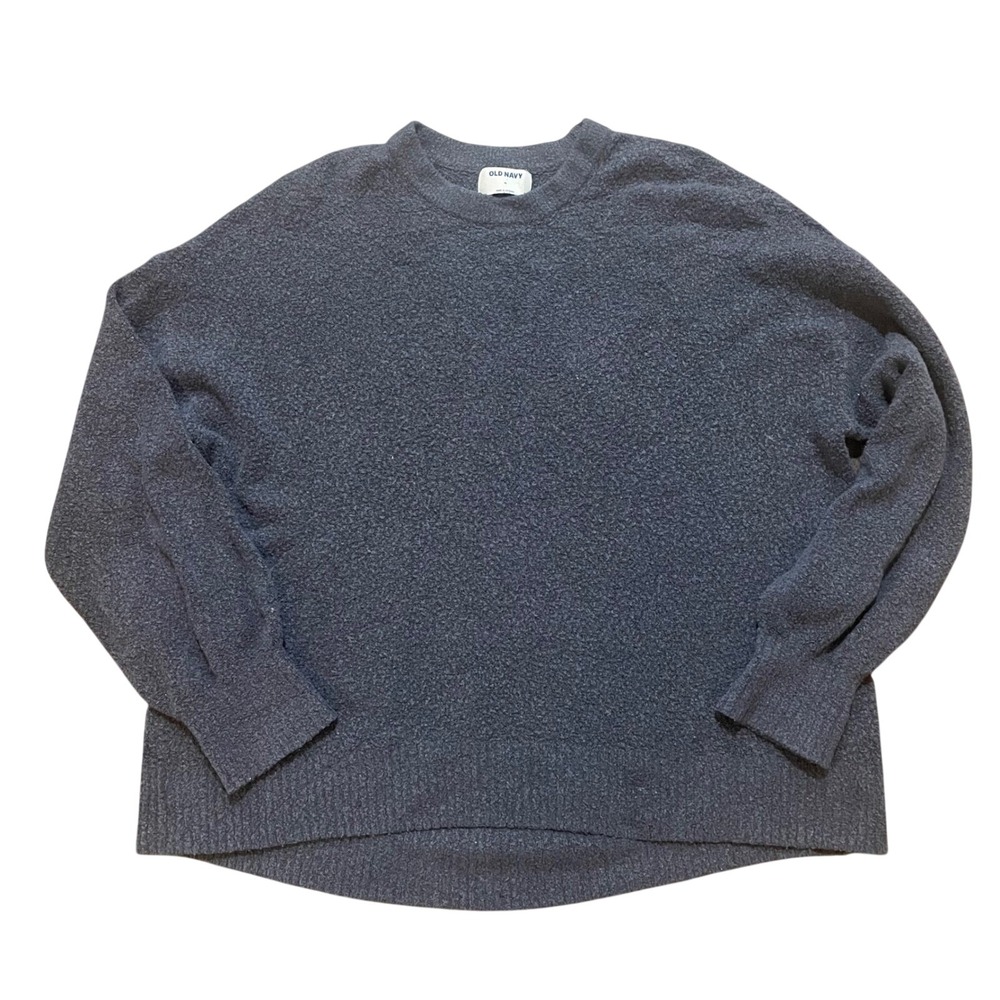 Old Navy Mens XL Charcoal Gray Boucle Knit Crewneck Pullover Sweater Relaxed Fit